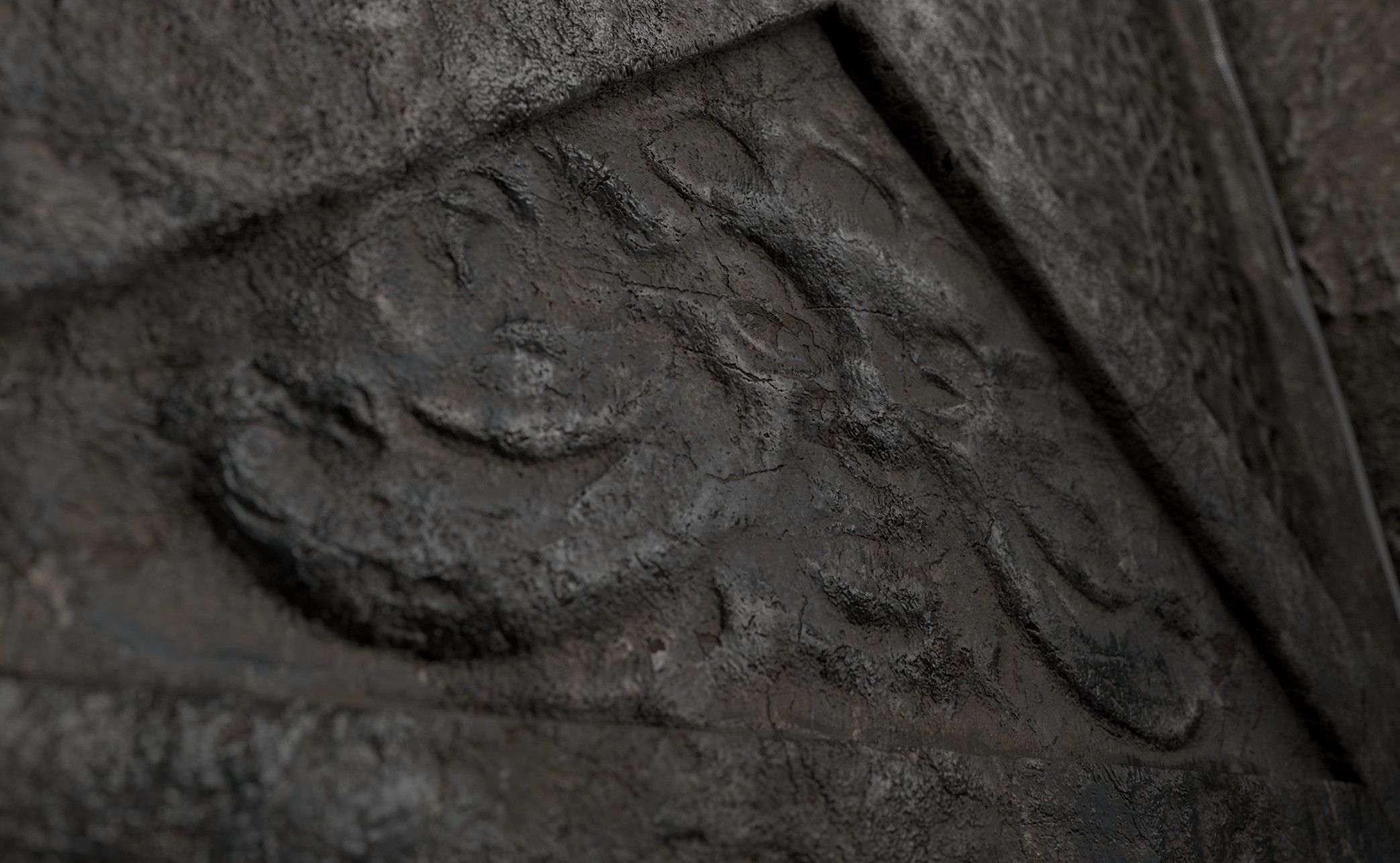 Stone Door with Ornaments Low-poly 3D model_8