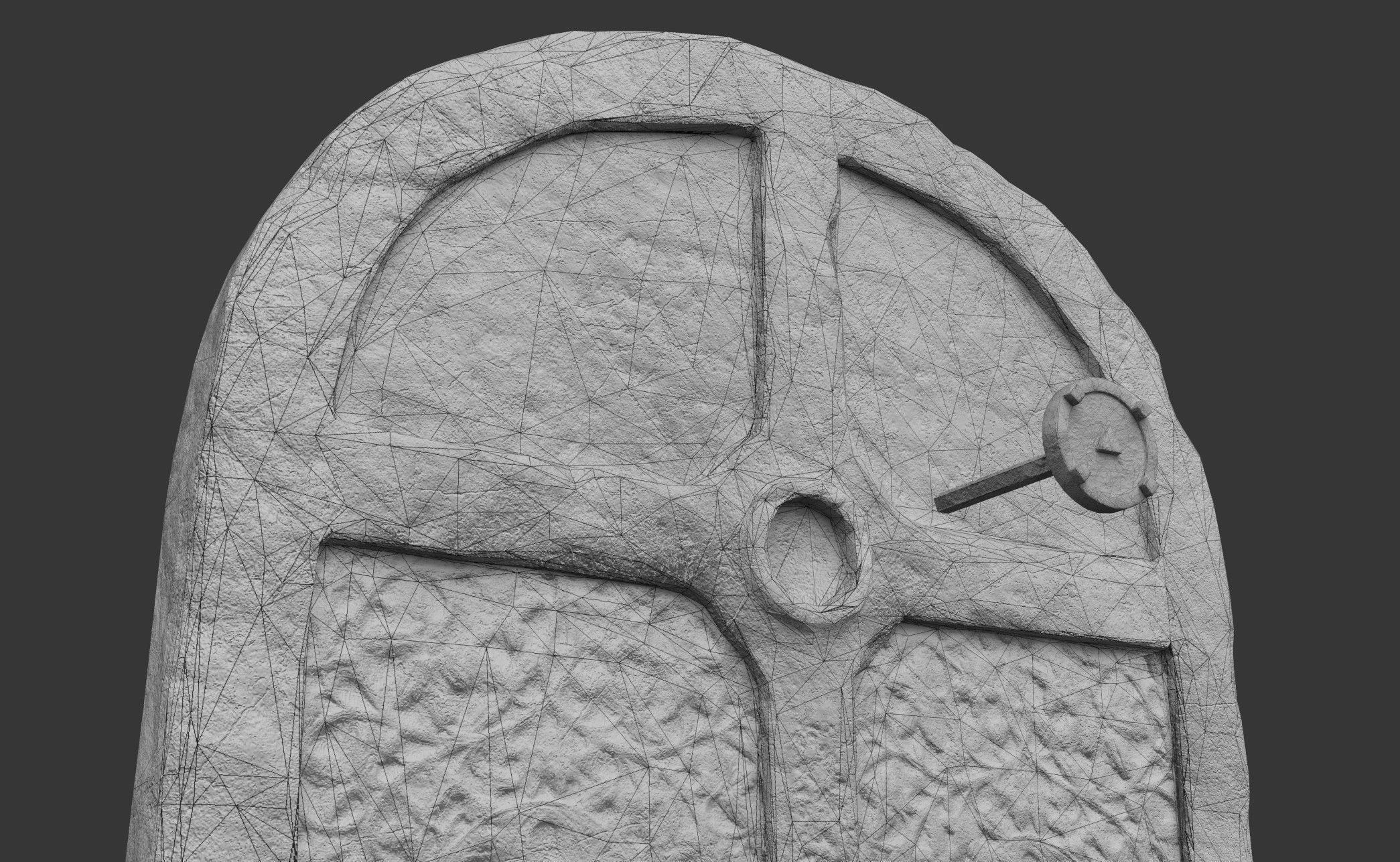 Stone Door with Ornaments Low-poly 3D model_11