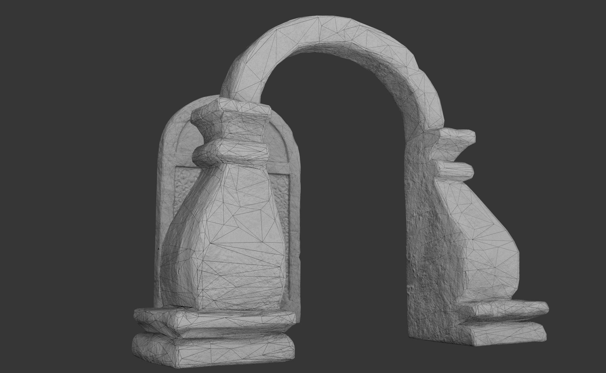 Stone Door with Ornaments Low-poly 3D model_10