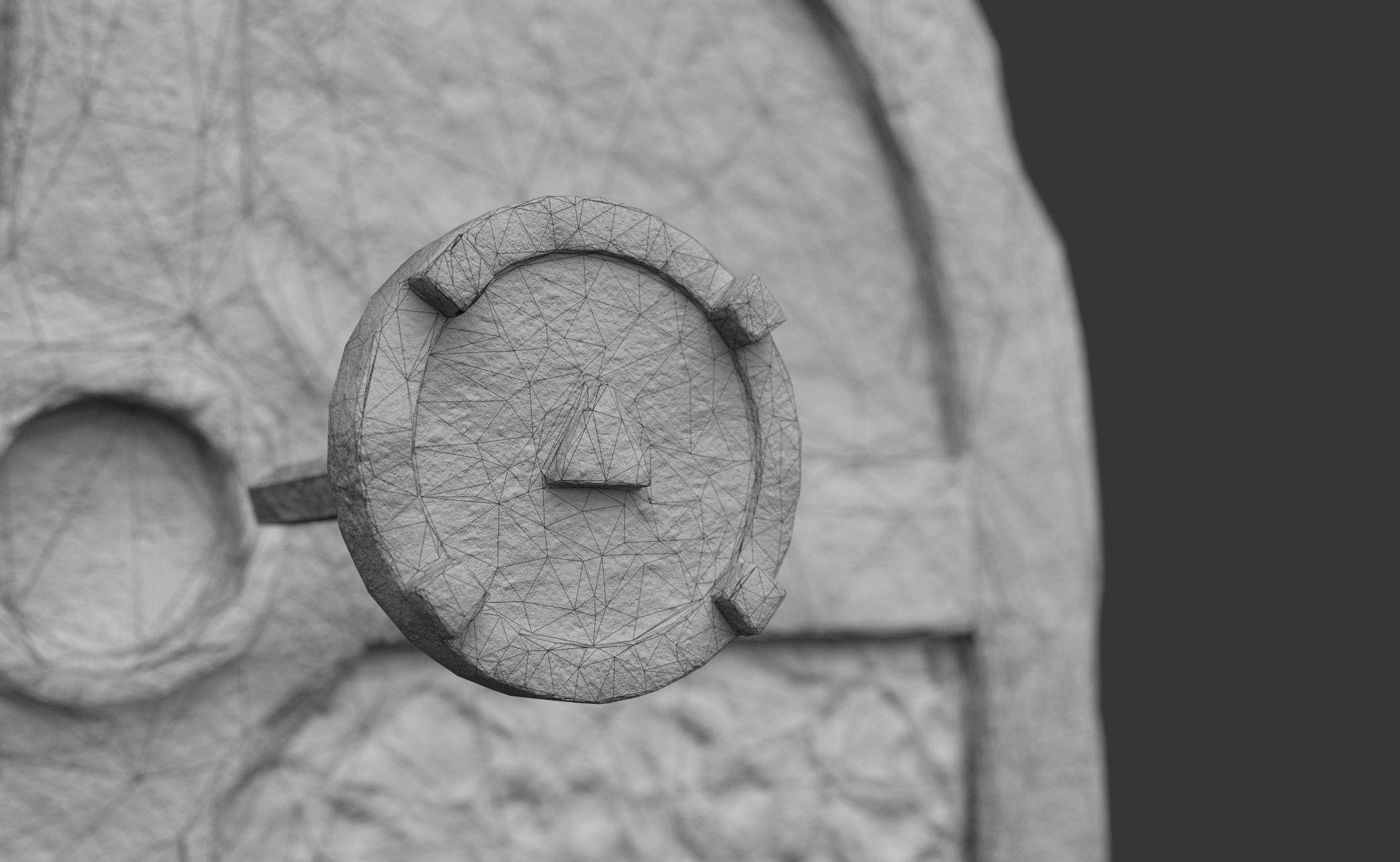 Stone Door with Ornaments Low-poly 3D model_12