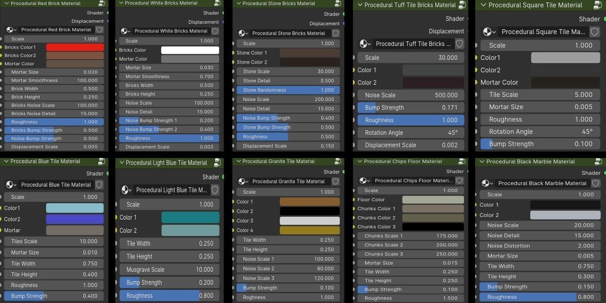 Blender Procedural Bricks and Tiles Materials Package Texture_2