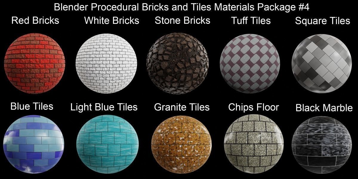 Blender Procedural Bricks and Tiles Materials Package Texture_1