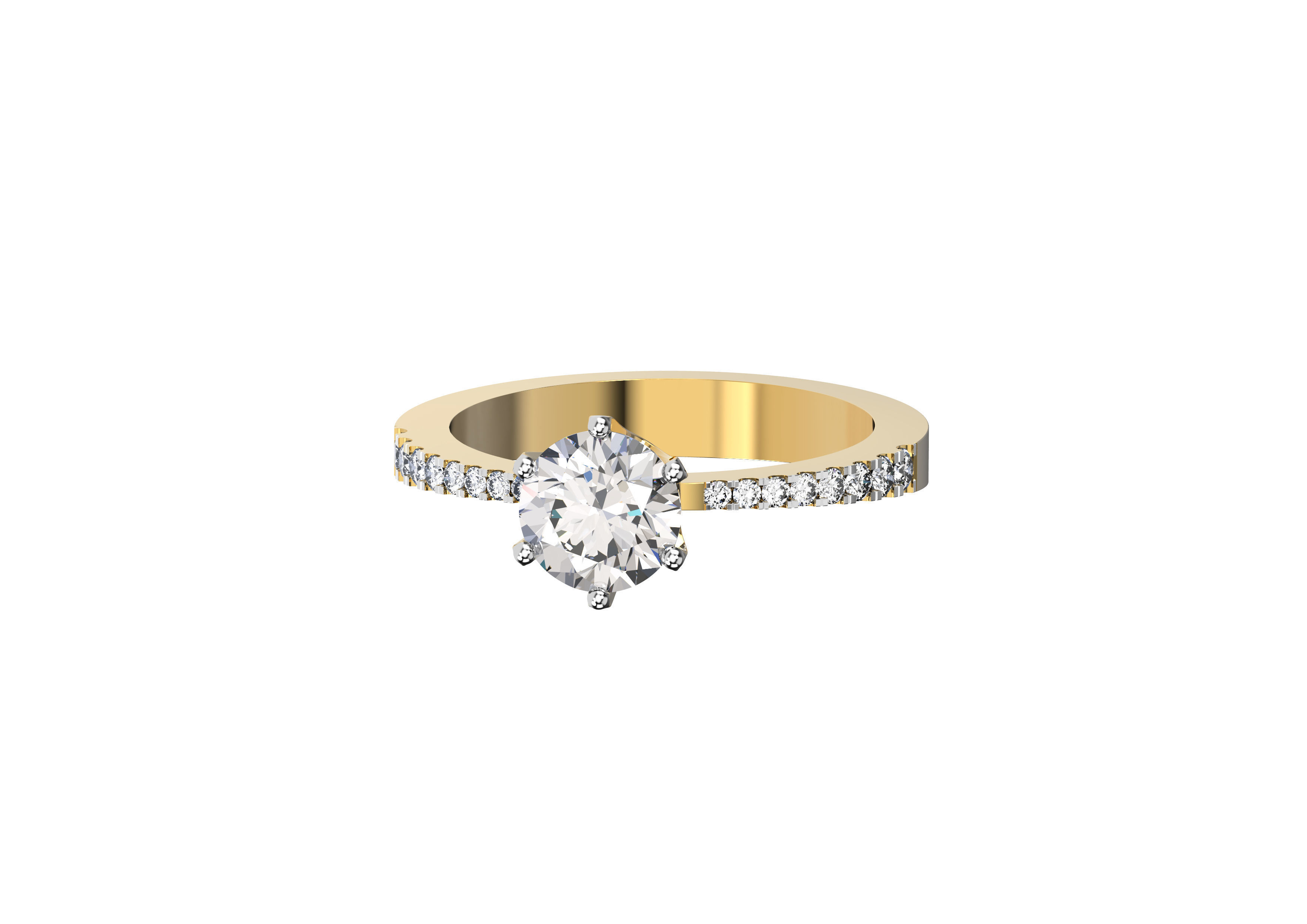 Crown 6 prongs set Ring 3D print model_2