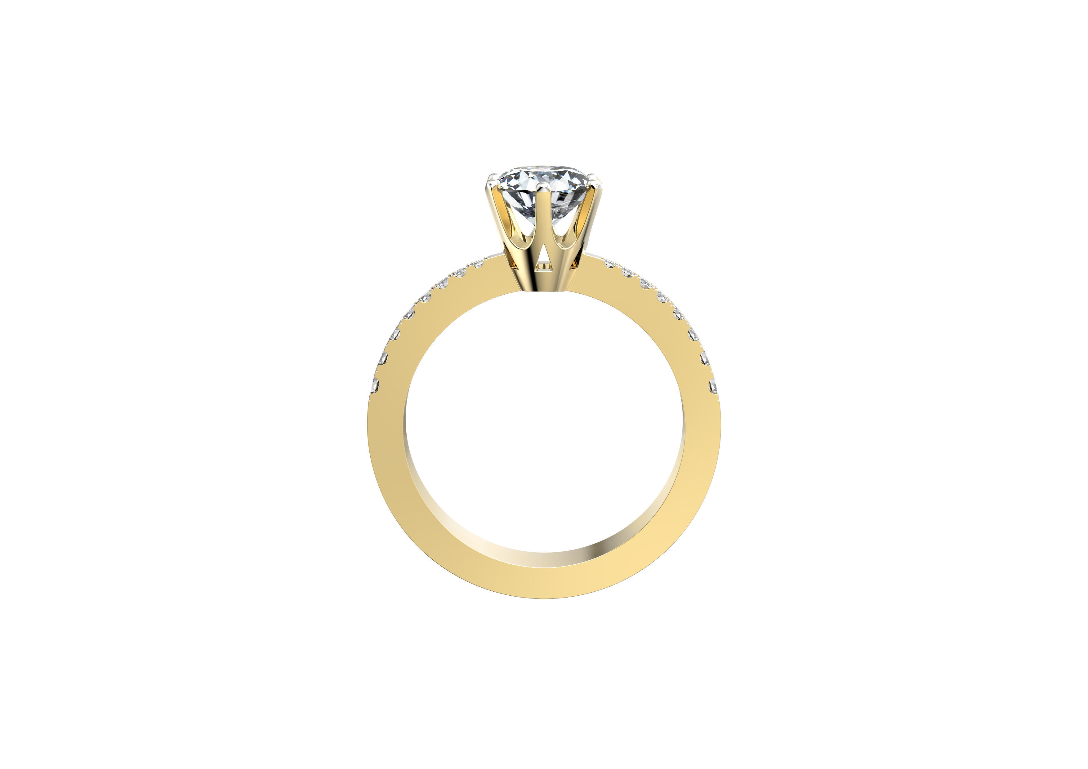 Crown 6 prongs set Ring 3D print model_1