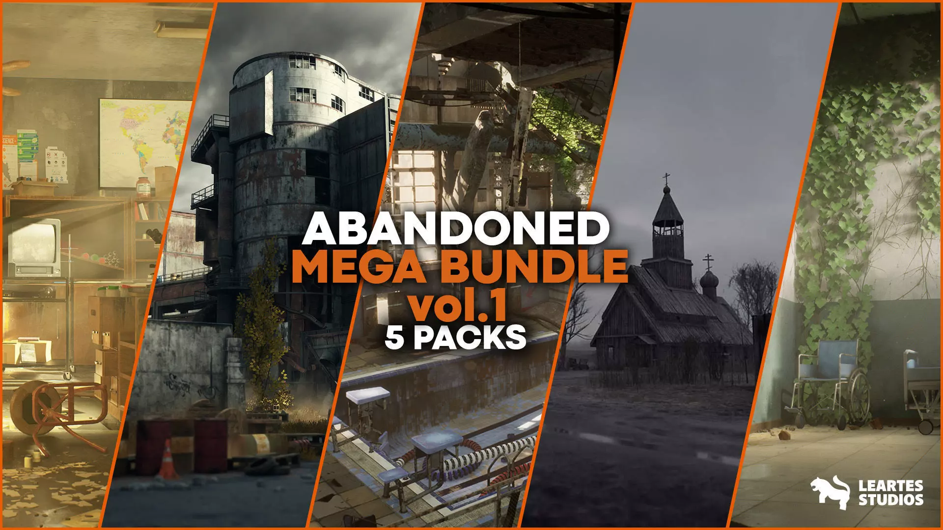 Abandoned Environments Mega Bundle Vol 1 Low-poly 3D model_0