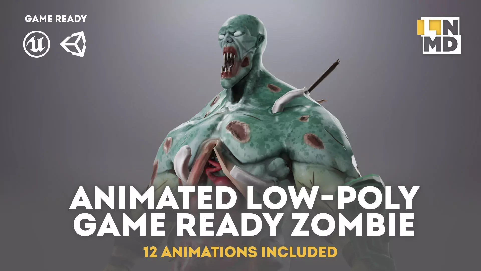 Animated Stylized Game Ready Zombie Character Low-poly 3D model_0