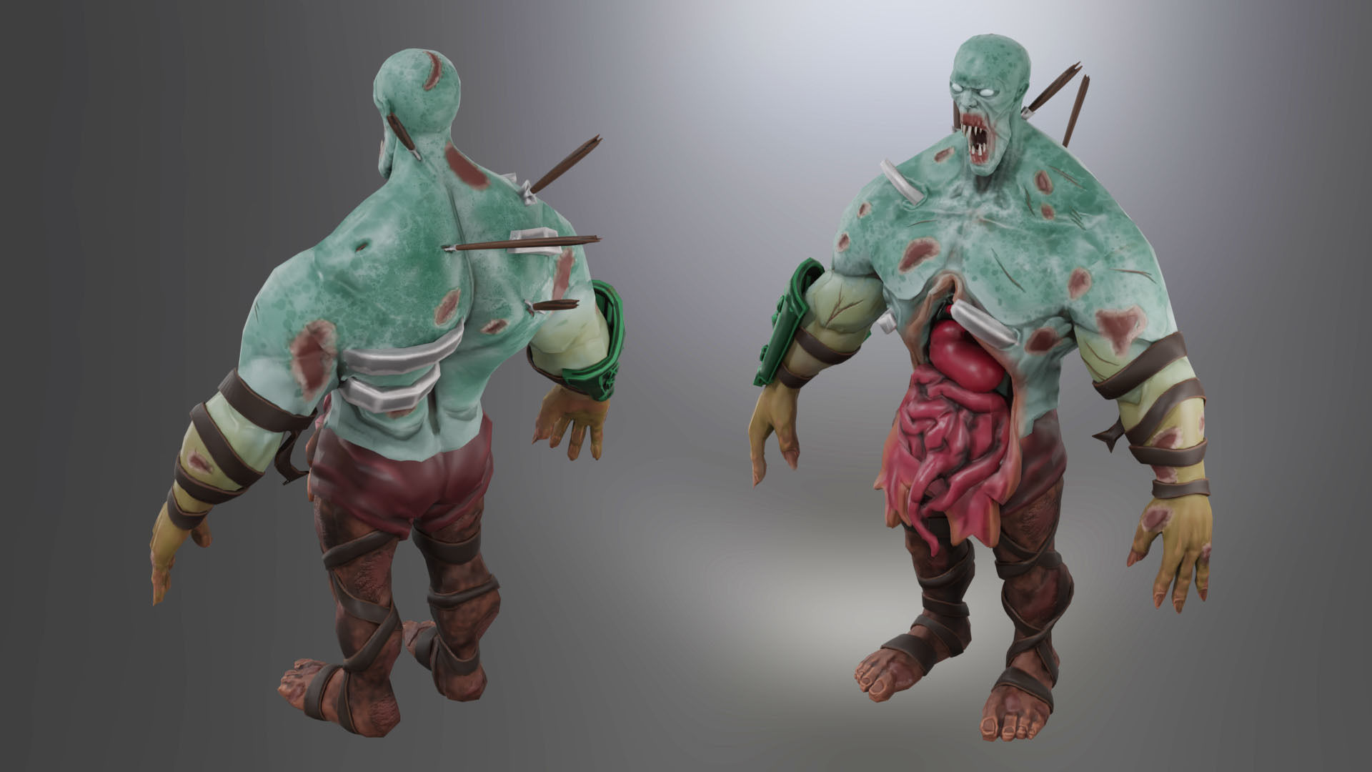 Animated Stylized Game Ready Zombie Character Low-poly 3D model_7