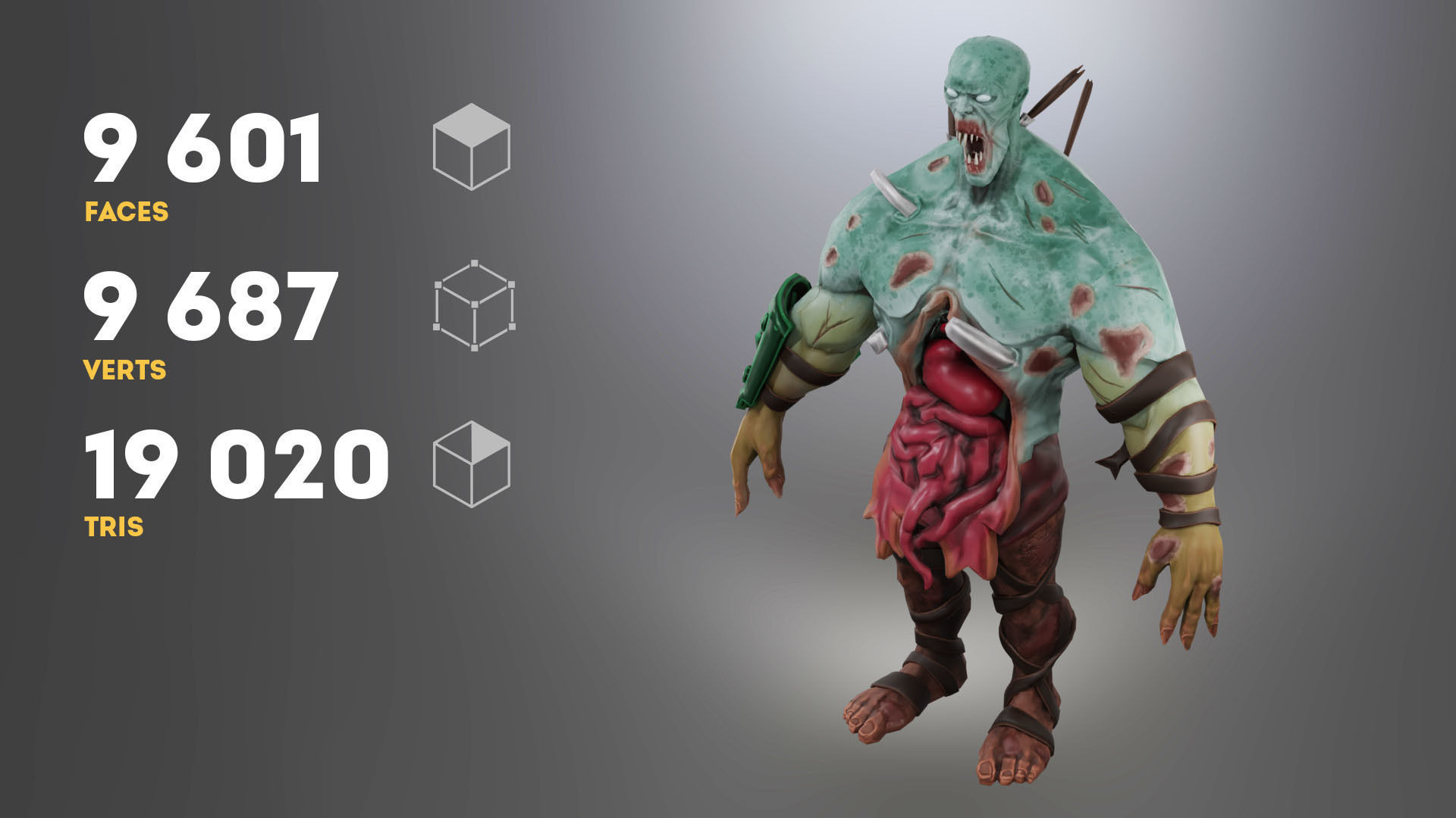 Animated Stylized Game Ready Zombie Character Low-poly 3D model_2
