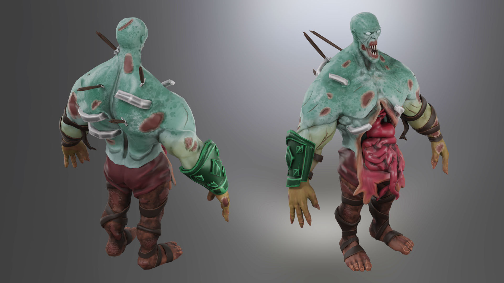 Animated Stylized Game Ready Zombie Character Low-poly 3D model_8