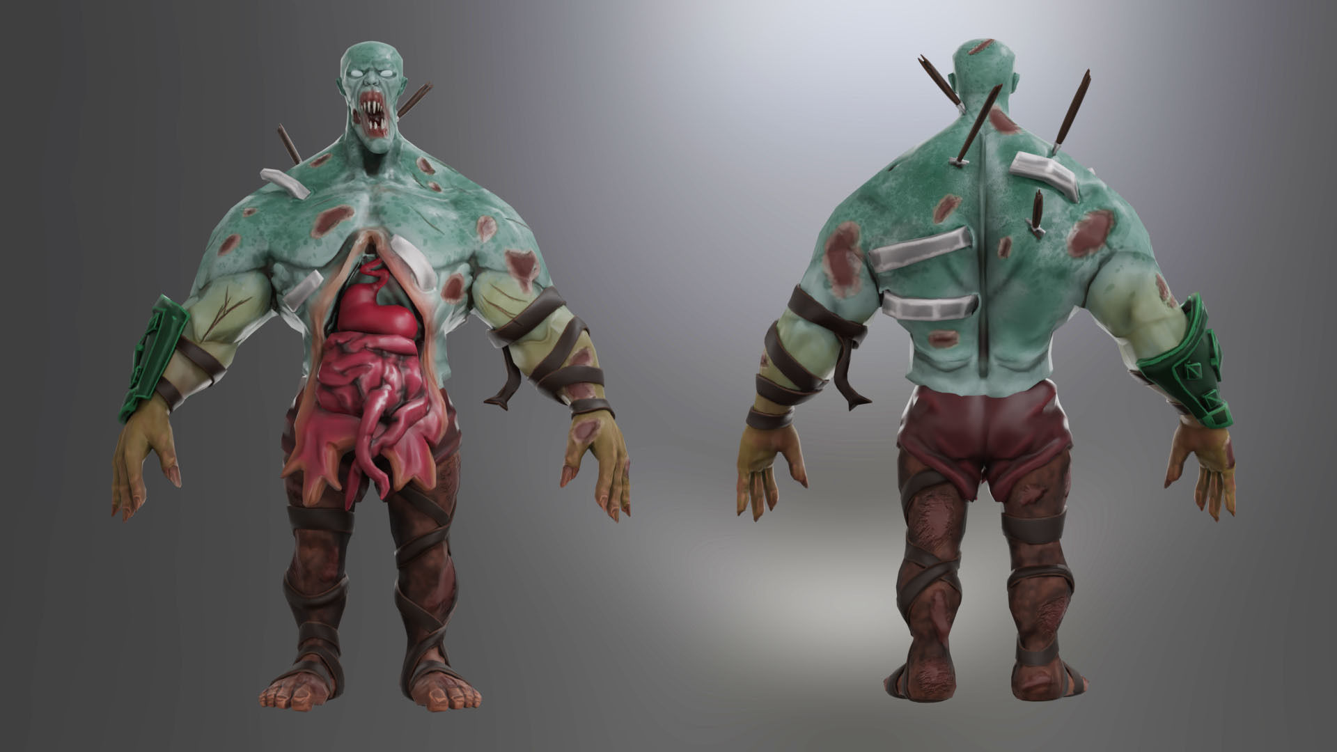 Animated Stylized Game Ready Zombie Character Low-poly 3D model_3