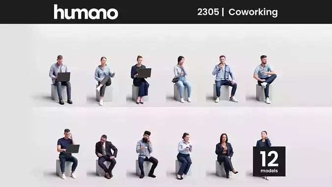 Humano 12- Collection 2305 - PEOPLE FOR OFFICE - 12 x 3D models  3D model