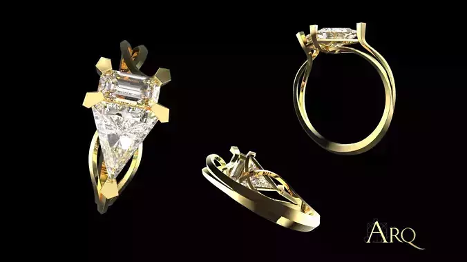 Bague triangle rectangle pentagones