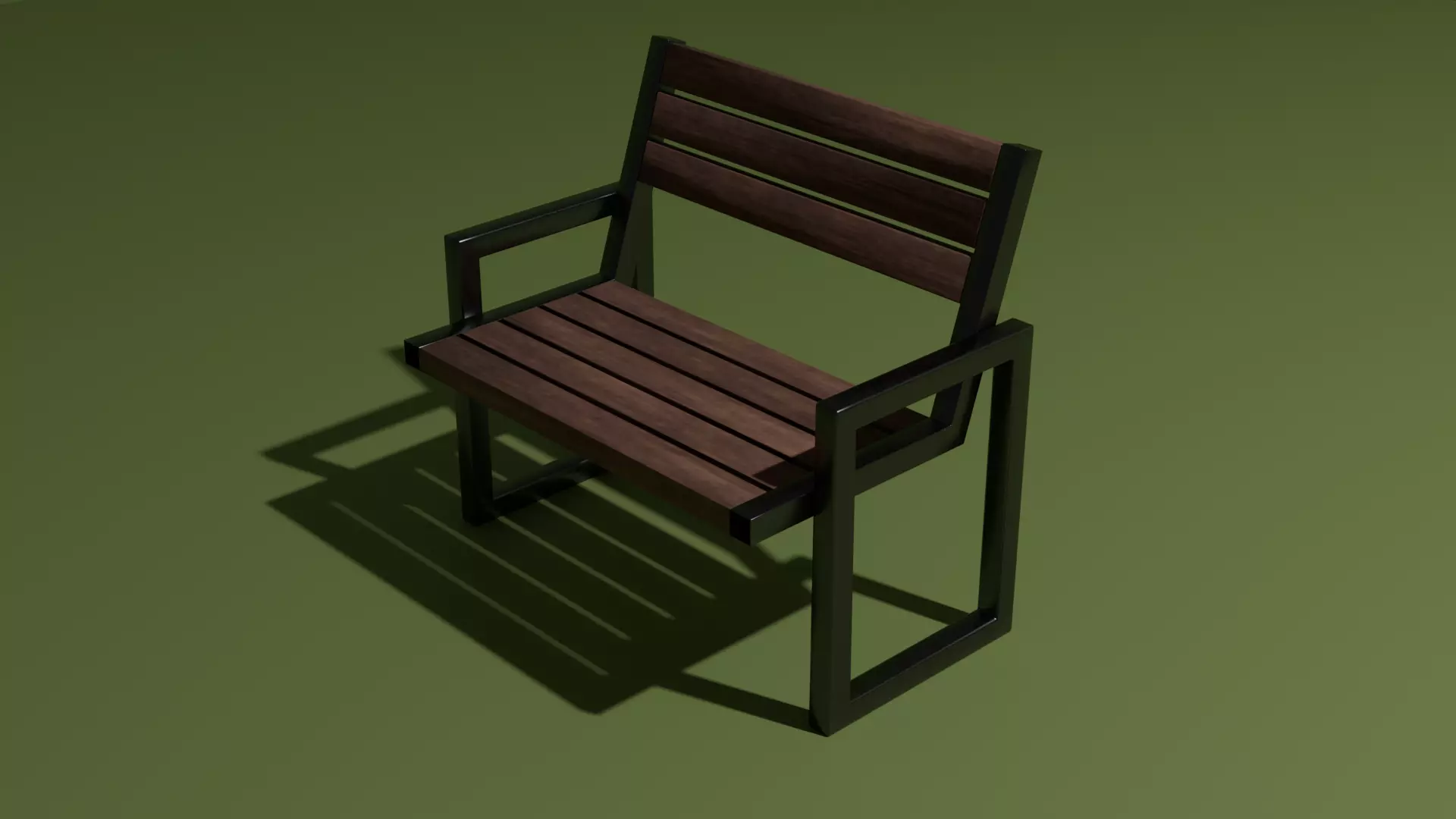 IRON WOOD STRIP BENCH 3D model