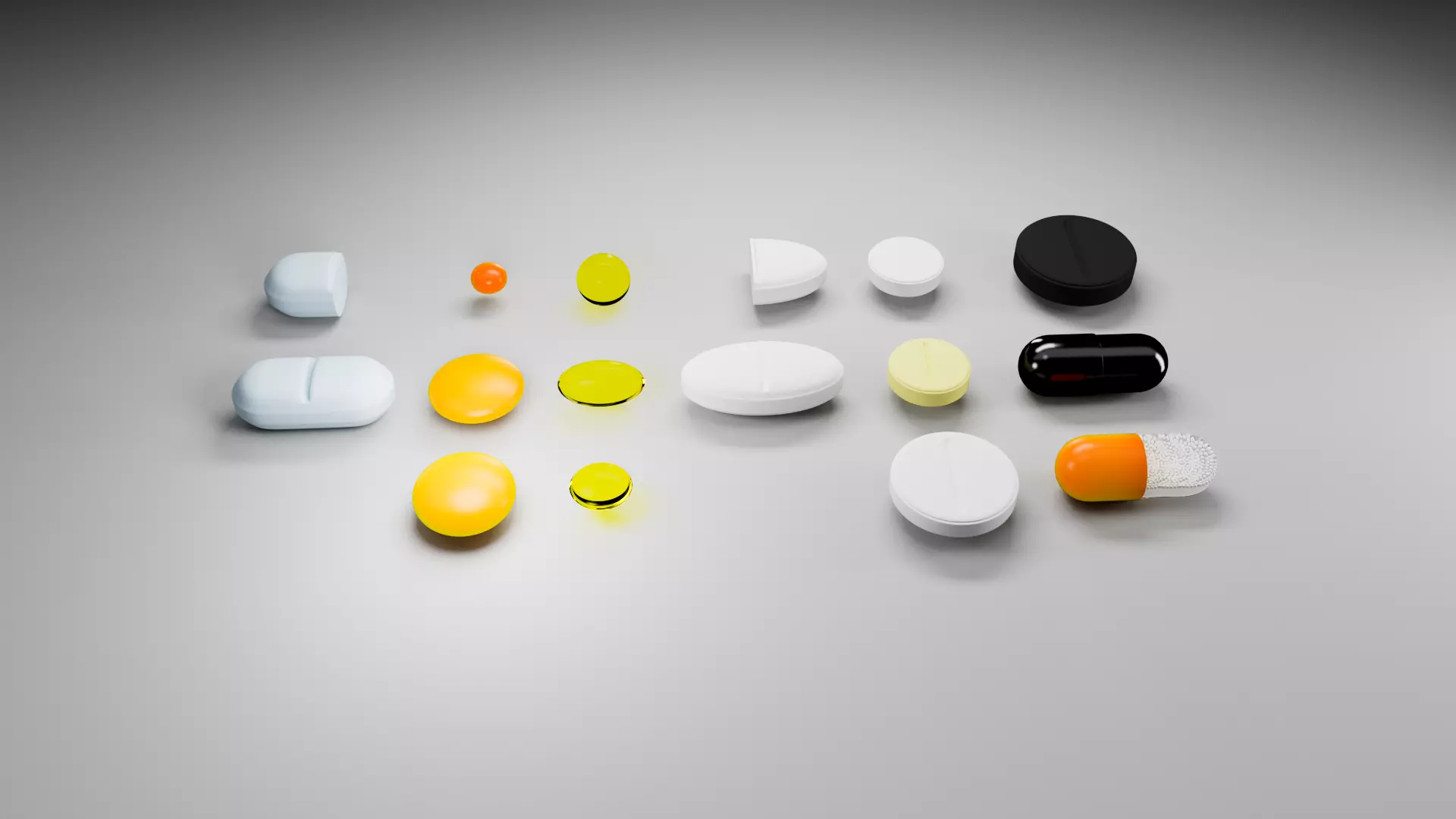Set medical pills 3D 3D model