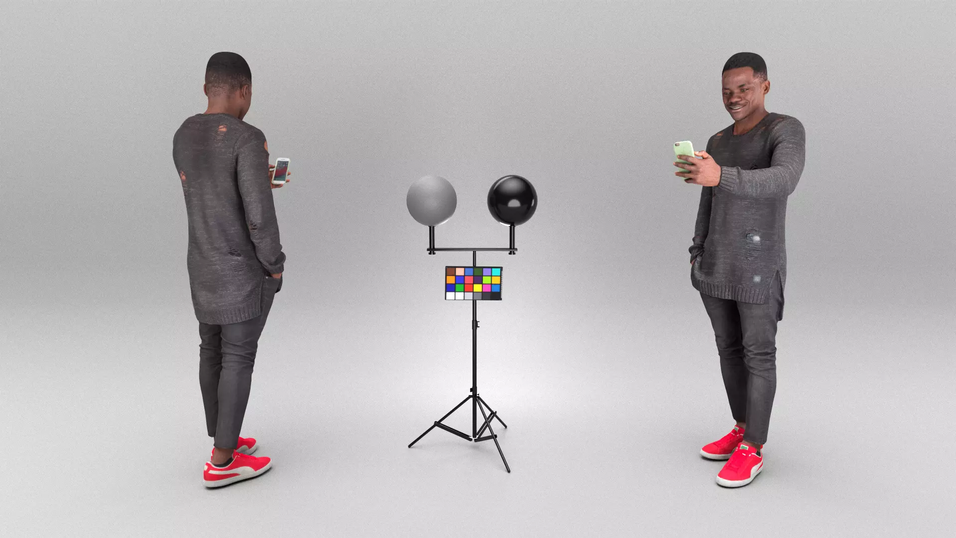 Happy man having video call with smartphone 411 Low-poly 3D model