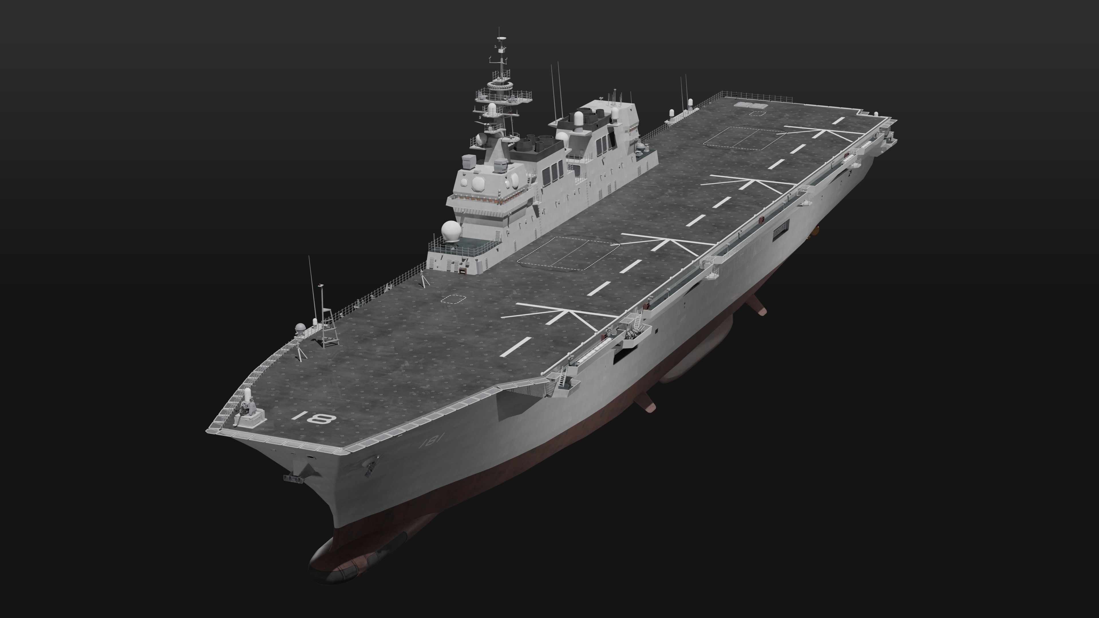 JMSDF Hyuga class helicopter carrier 3D model_1