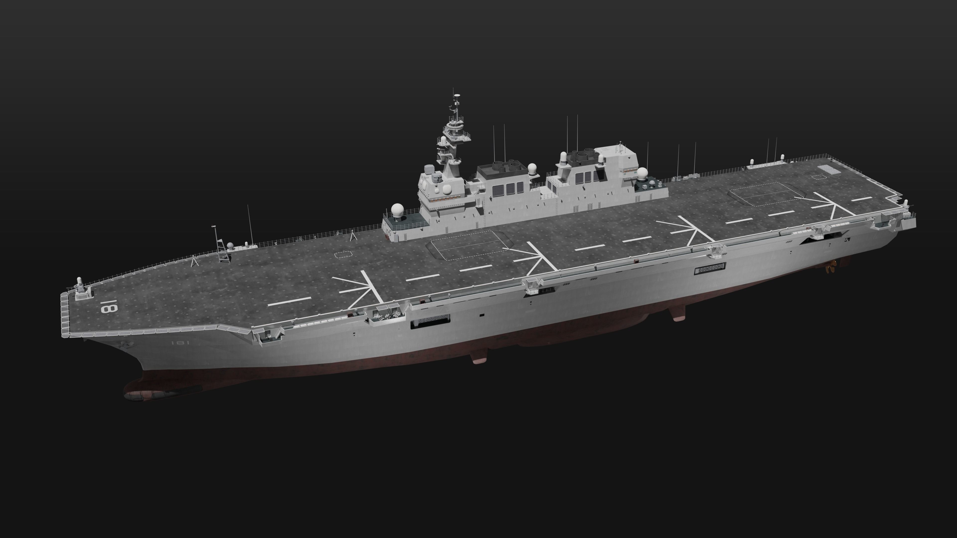 JMSDF Hyuga class helicopter carrier 3D model_8