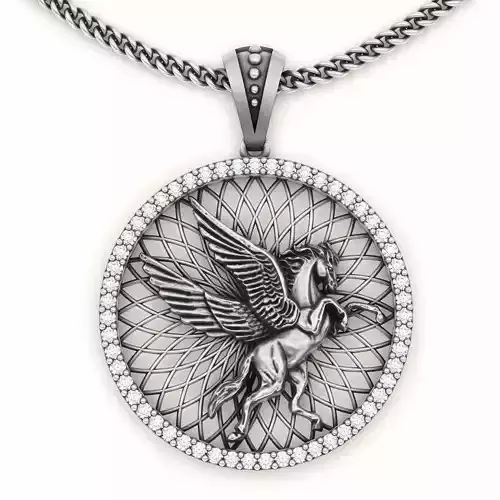 pegasus pendant silver gold jewelry printable 3D model