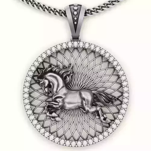 Horse pendant silver gold jewelry printable 3d model