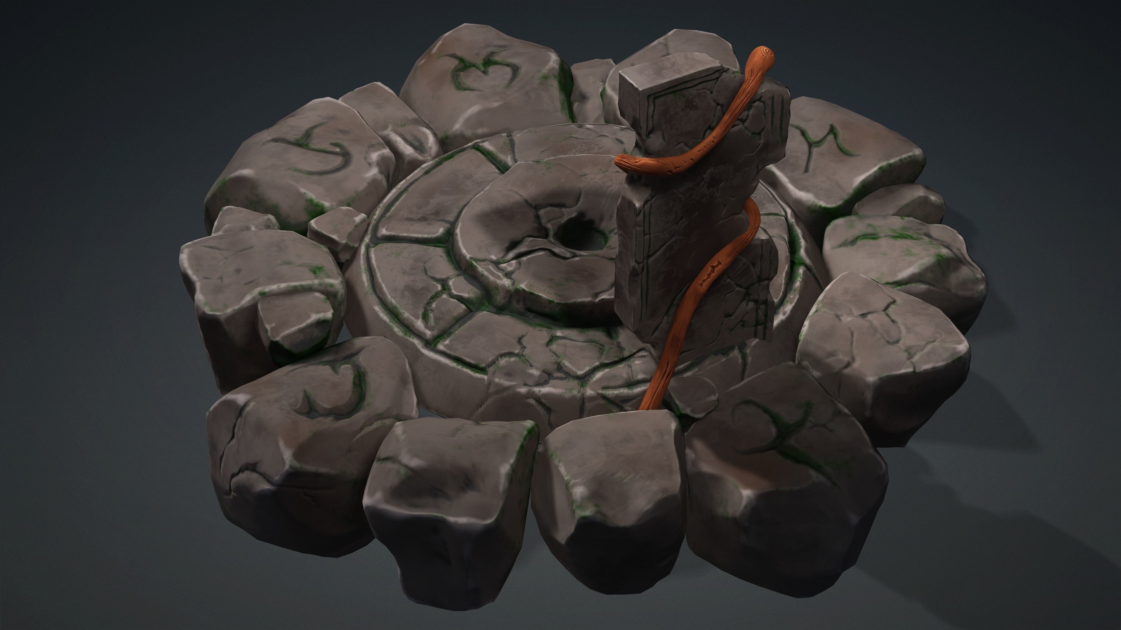Stylized Ancient Rock Platform Low-poly 3D model_3
