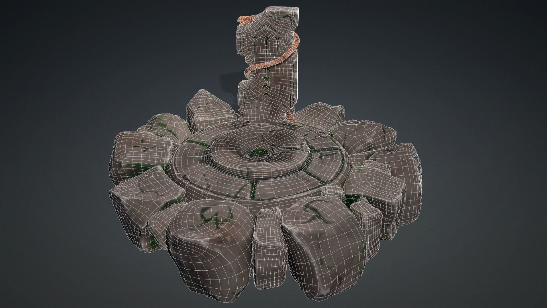 Stylized Ancient Rock Platform Low-poly 3D model_6