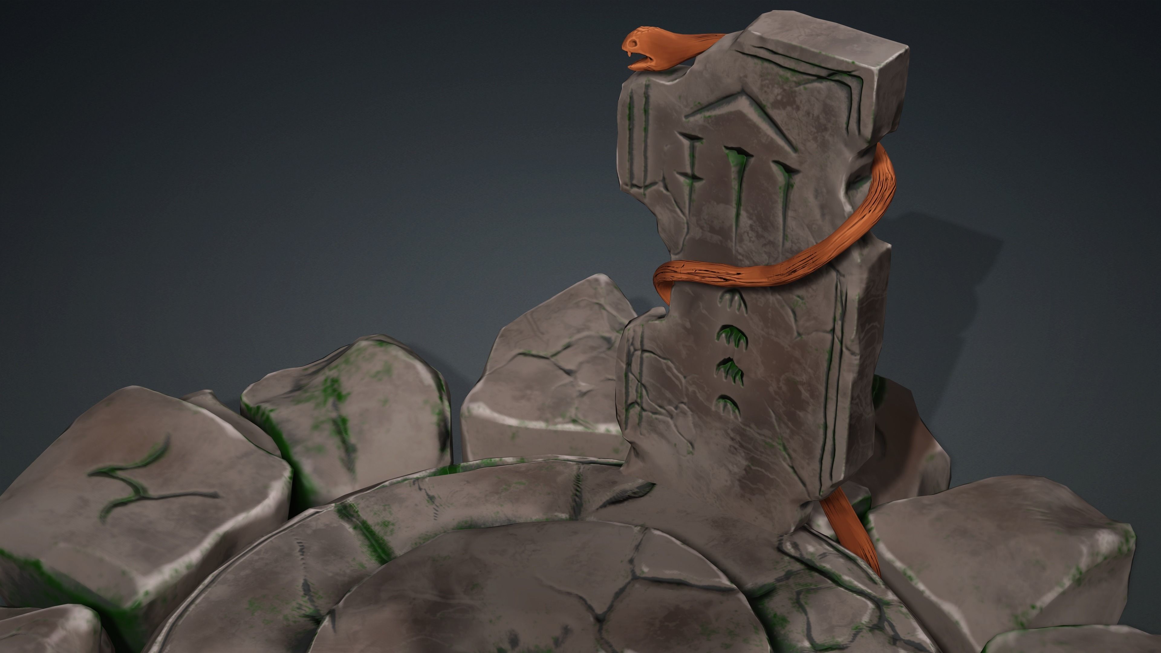 Stylized Ancient Rock Platform Low-poly 3D model_1