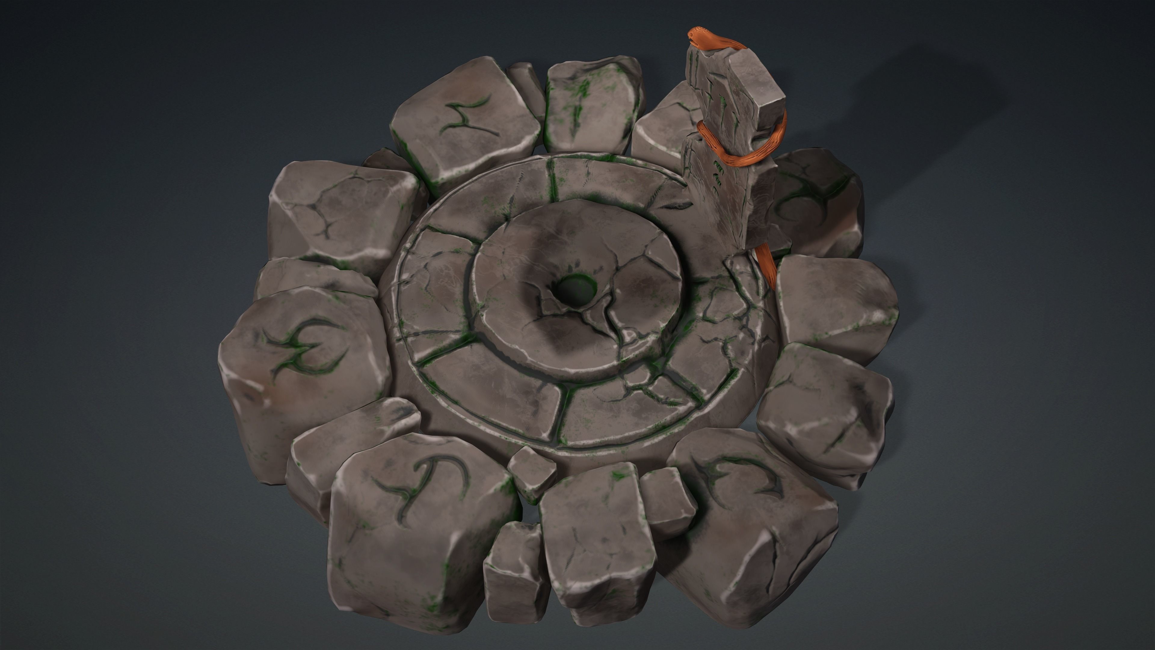 Stylized Ancient Rock Platform Low-poly 3D model_2