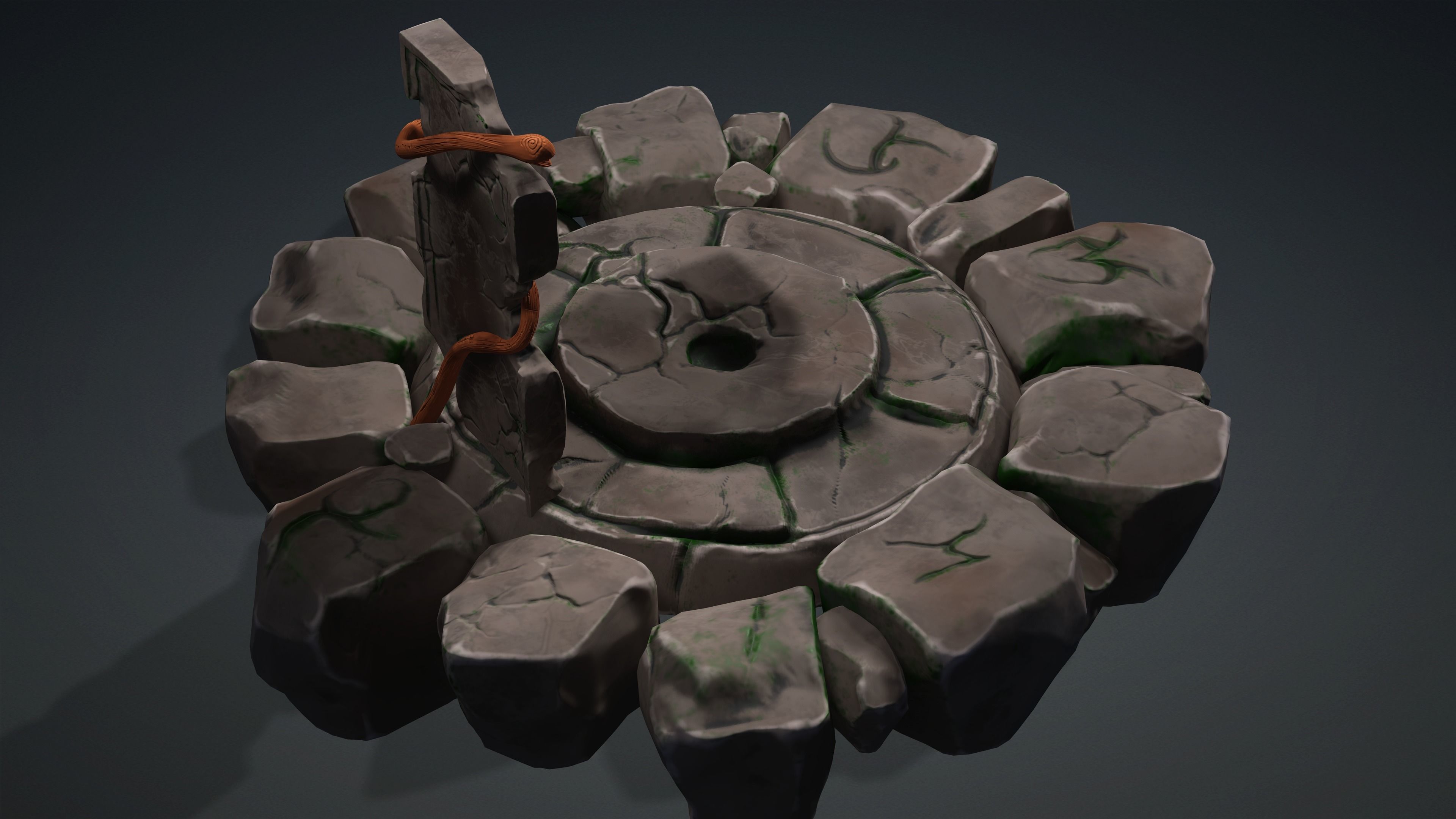 Stylized Ancient Rock Platform Low-poly 3D model_4