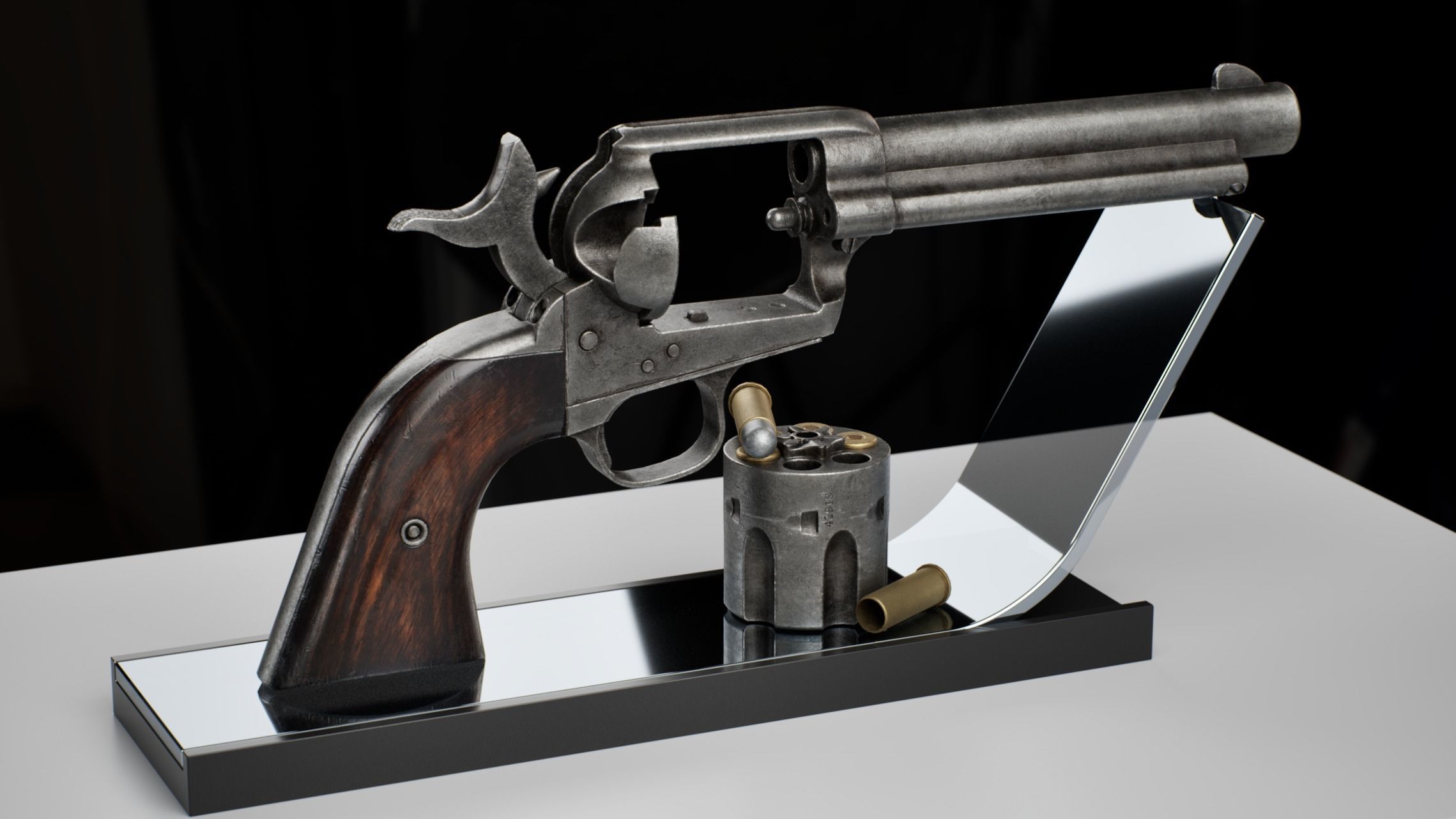 Colt Peacemaker Single Action Army Rigged Revolver Low-poly 3D model_12