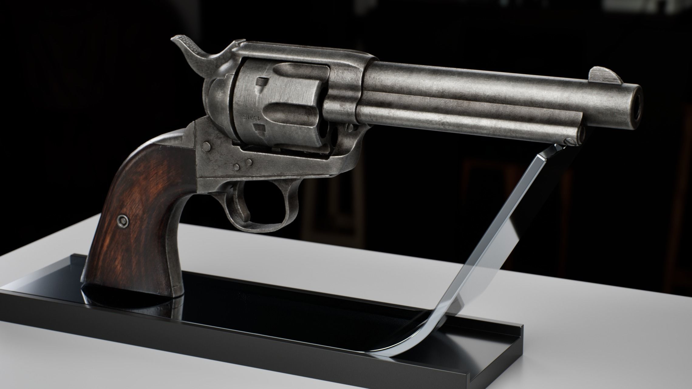 Colt Peacemaker Single Action Army Rigged Revolver Low-poly 3D model_5