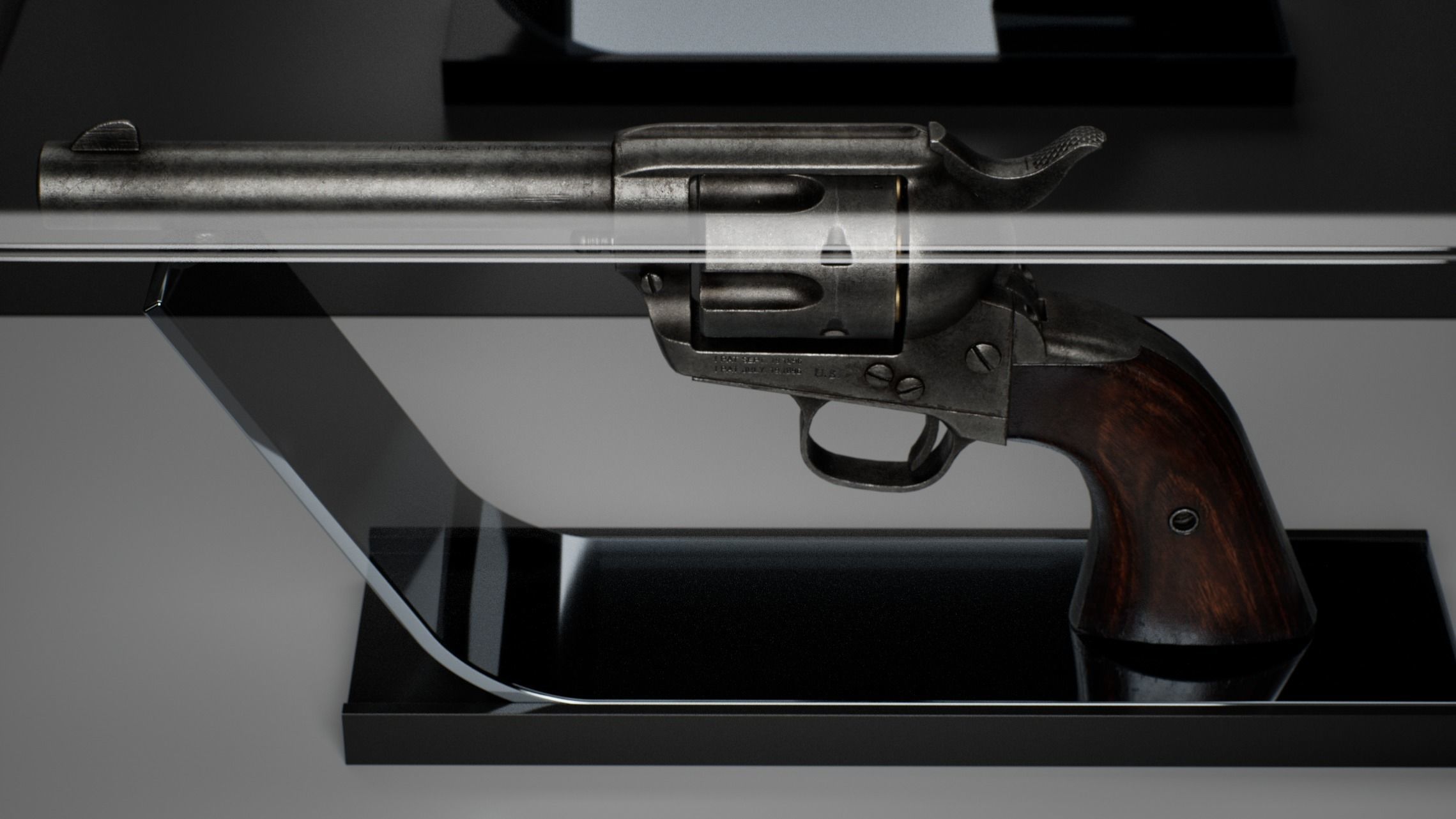 Colt Peacemaker Single Action Army Rigged Revolver Low-poly 3D model_4