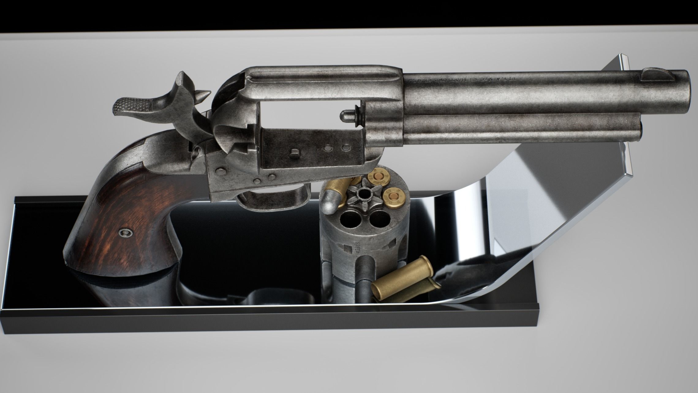 Colt Peacemaker Single Action Army Rigged Revolver Low-poly 3D model_16