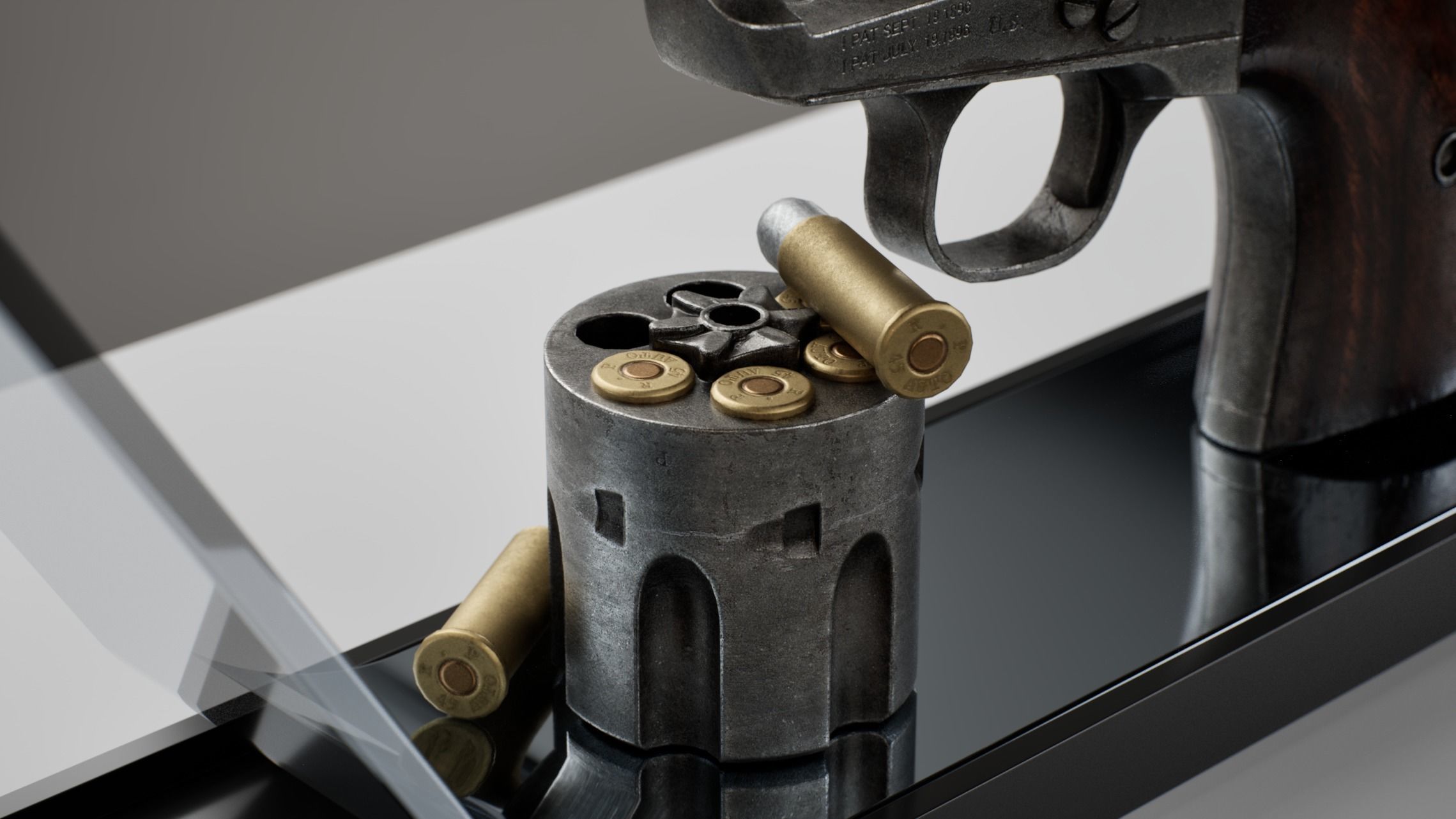 Colt Peacemaker Single Action Army Rigged Revolver Low-poly 3D model_13