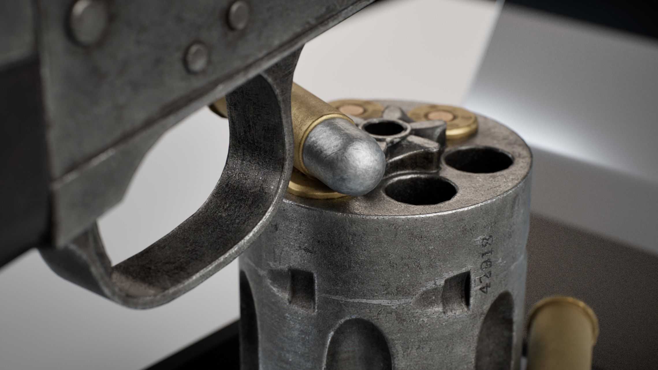 Colt Peacemaker Single Action Army Rigged Revolver Low-poly 3D model_15