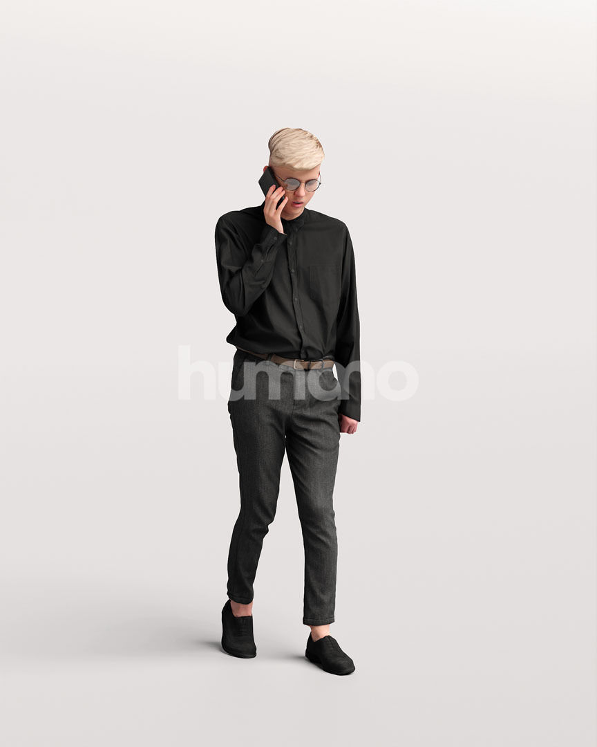 Humano business man - walking phone working office -3333-18 3D model_9