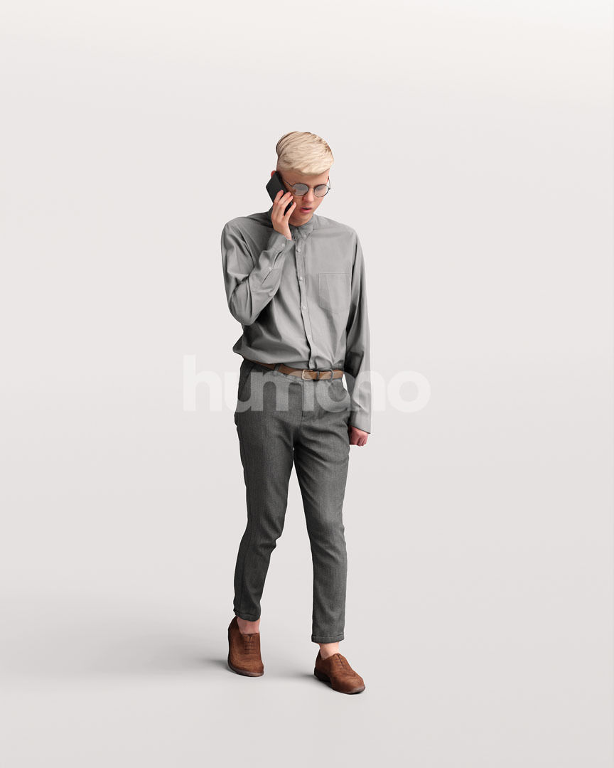 Humano business man - walking phone working office -3333-18 3D model_8
