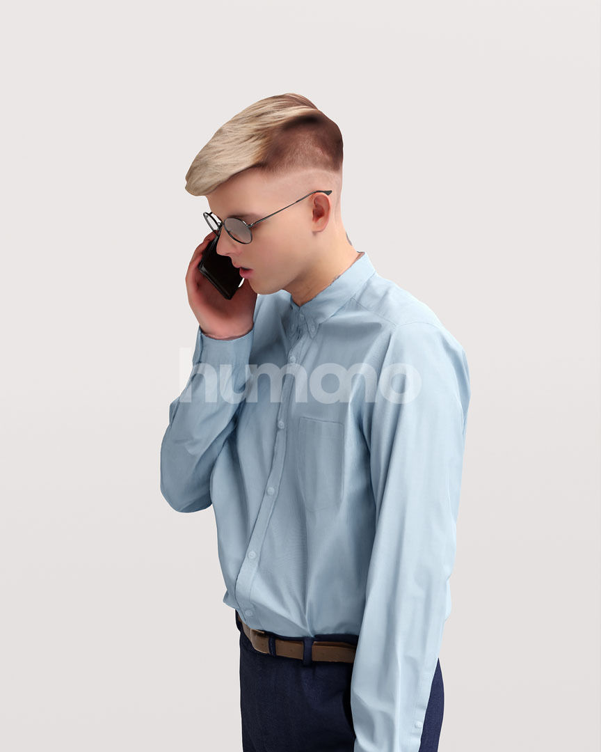 Humano business man - walking phone working office -3333-18 3D model_6
