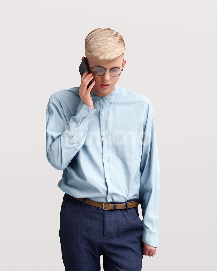 Humano business man - walking phone working office -3333-18 3D model_5