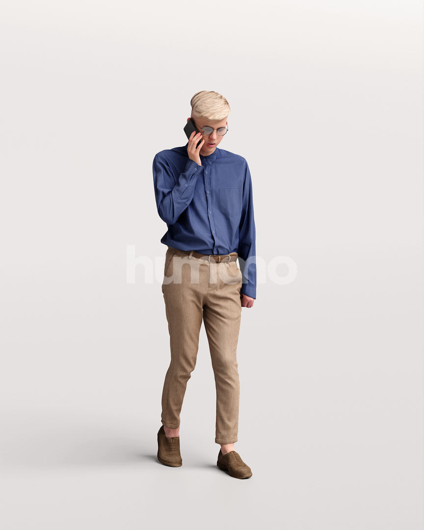 Humano business man - walking phone working office -3333-18 3D model_10