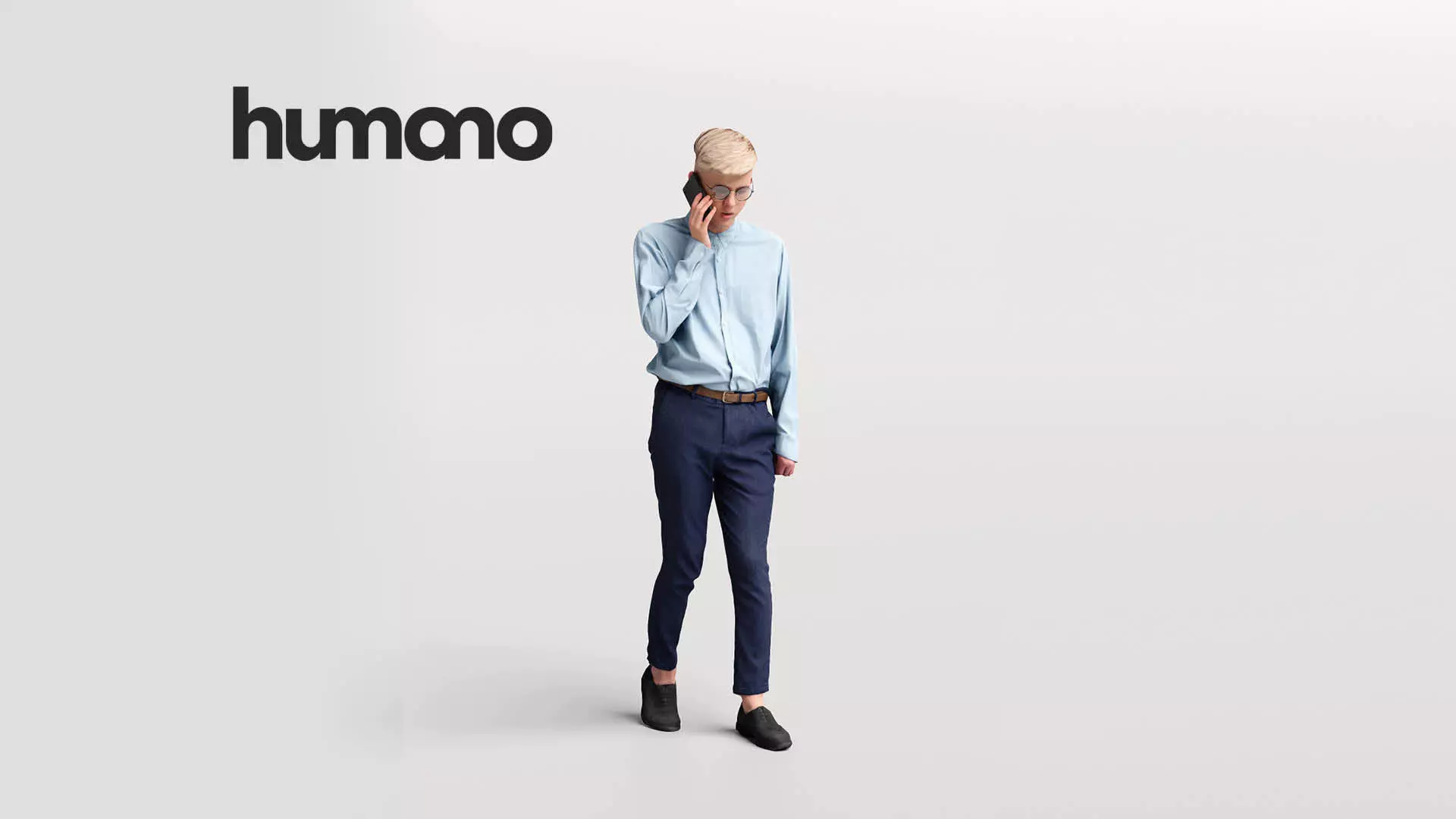 Humano business man - walking phone working office -3333-18 3D model_0