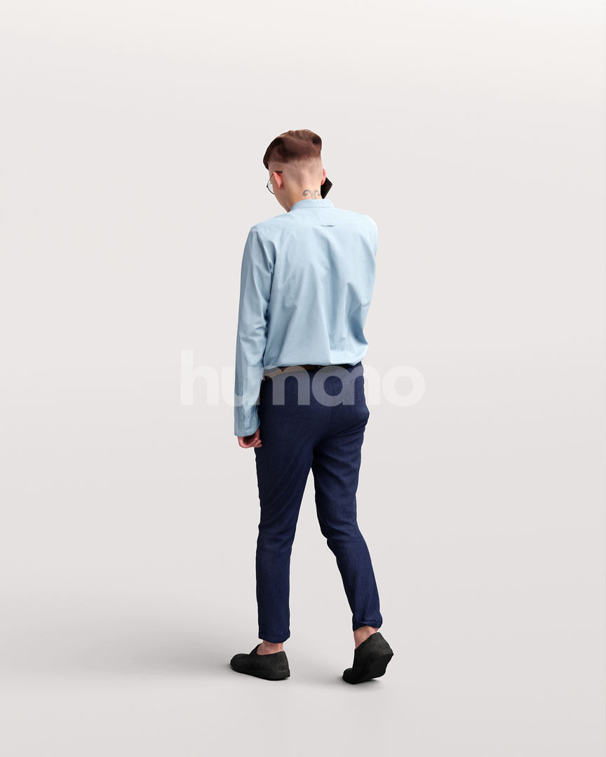 Humano business man - walking phone working office -3333-18 3D model_3