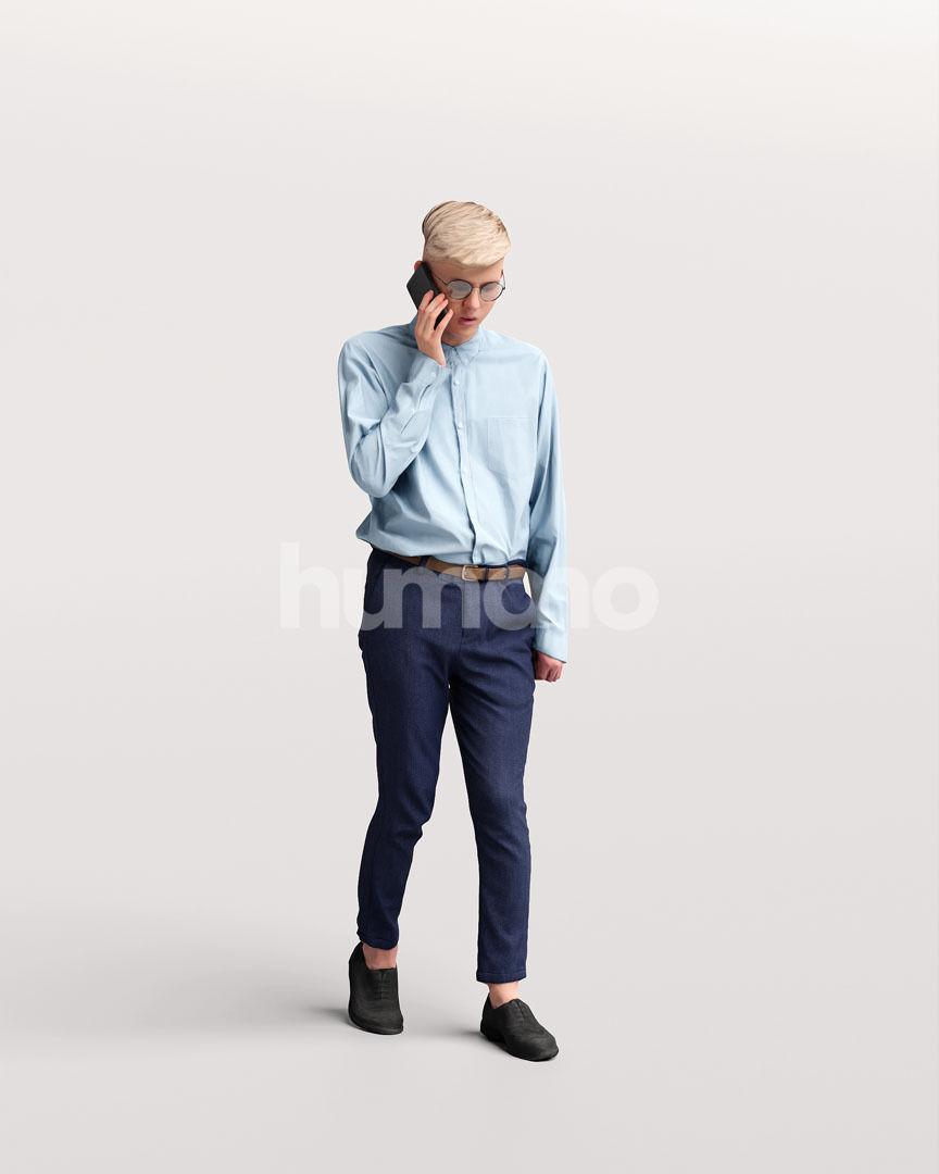Humano business man - walking phone working office -3333-18 3D model_1