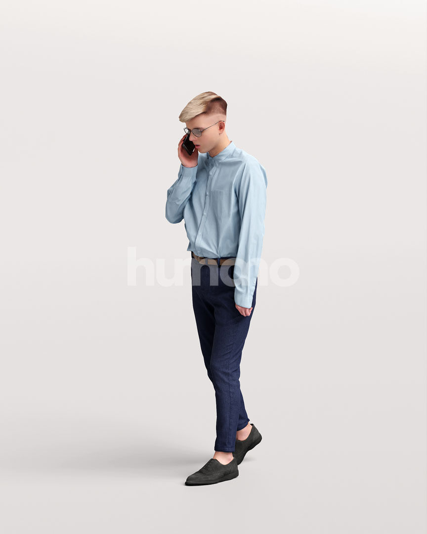 Humano business man - walking phone working office -3333-18 3D model_4