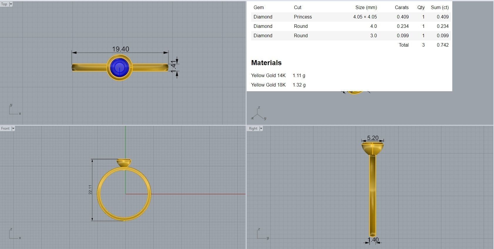 Solitaire Tri stackable rings 3dm stl renders details 3D print model_4