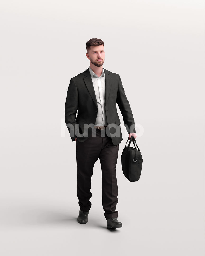 Humano business man - walking working office street -05424-64 3D model_9