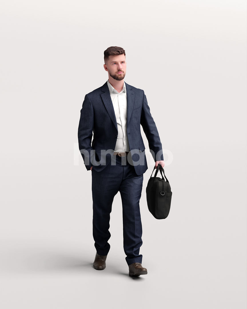 Humano business man - walking working office street -05424-64 3D model_1