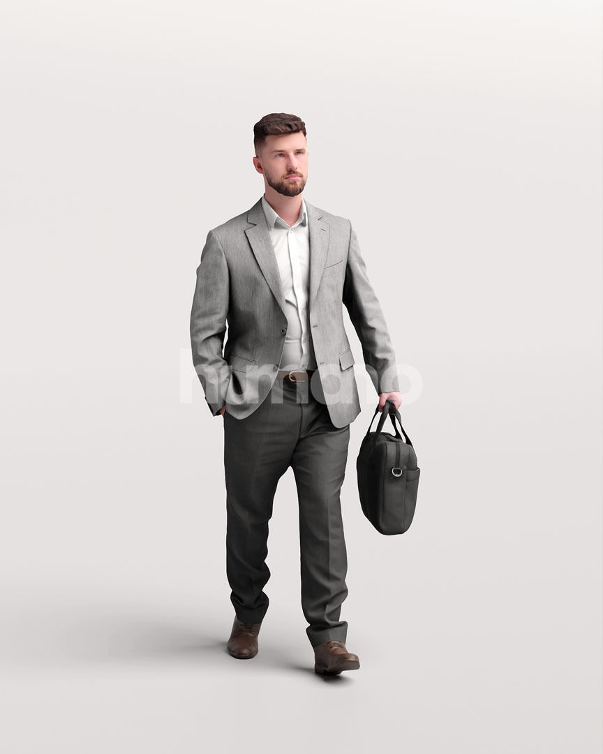 Humano business man - walking working office street -05424-64 3D model_8