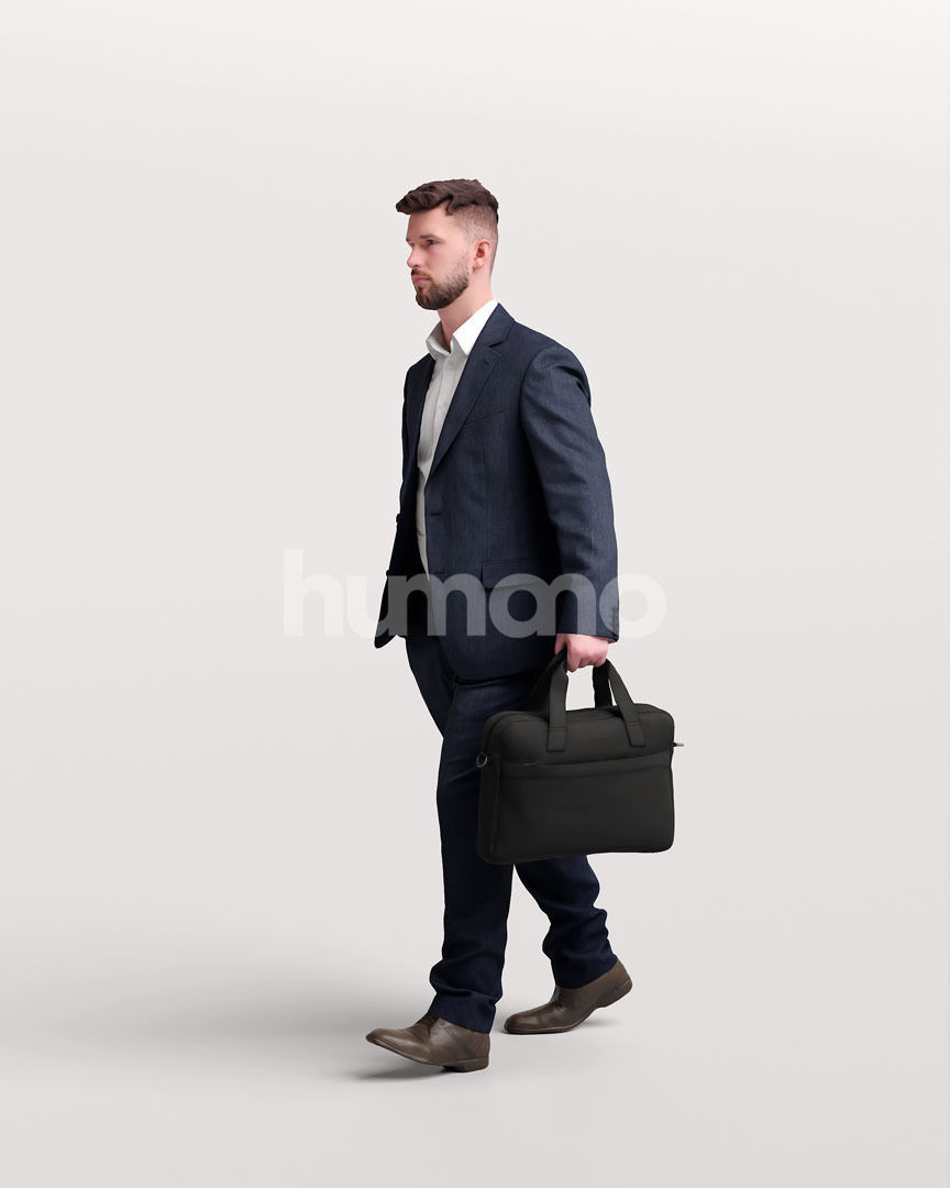 Humano business man - walking working office street -05424-64 3D model_4