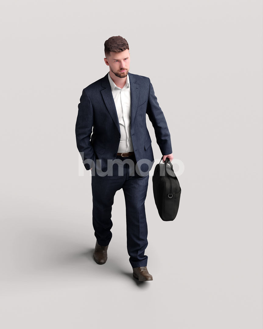 Humano business man - walking working office street -05424-64 3D model_7