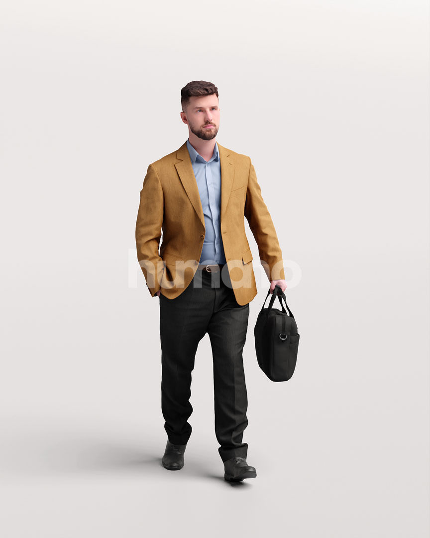 Humano business man - walking working office street -05424-64 3D model_10